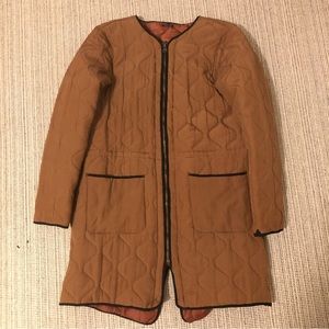 Scotch and Soda Brown Rust Onion Quilted Liner Zipper Collarless Jacket